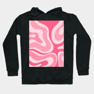 Modern Retro Liquid Swirl Abstract Pattern in Candy Pink Hoodie